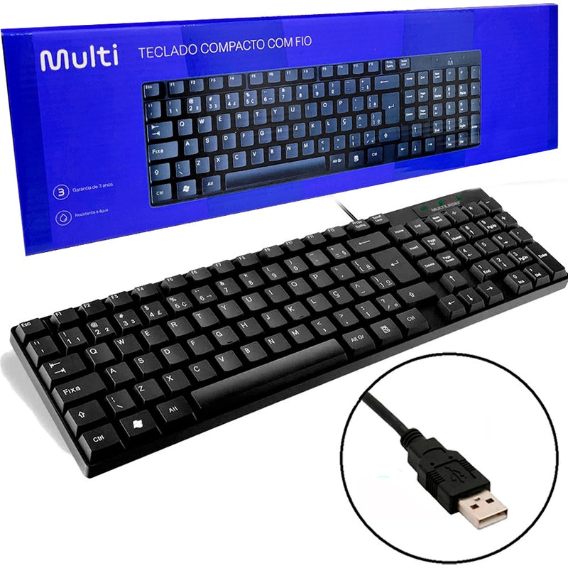 Teclado Com Fio Multilaser Usb Silencioso 120cm Pt, TF100