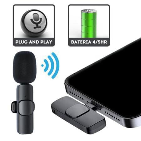 Microfone Lapela Sem Fio Bluetooth K9 Compatível com Sistema IOs