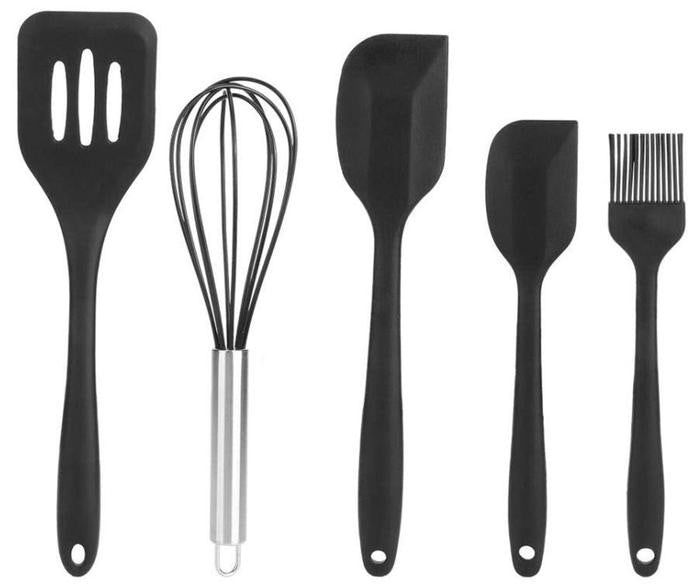 Kit De Utensílios Cozinha De Silicone Não Risca Conjunto 5 Peças Resistente Ao Calor