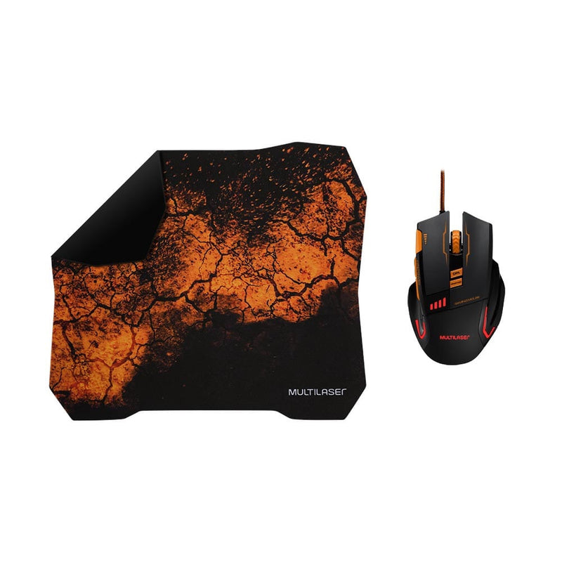 Kit Mouse e Mousepad Gamer Laranja Mult